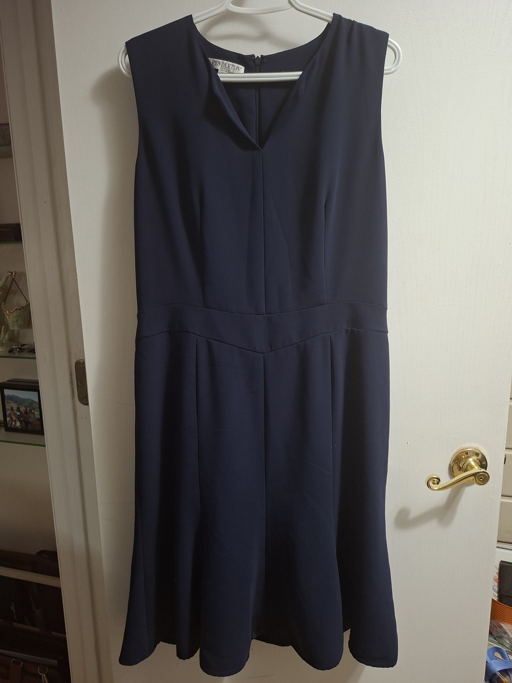 Pendleton Sleeveless Navy V-Notch A-Line Dress